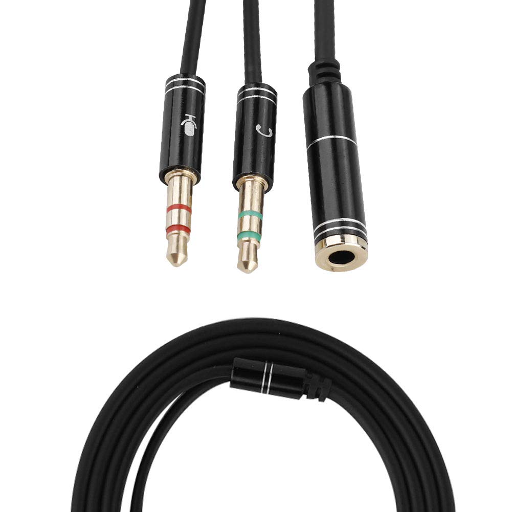 Tonysa Przedłużacz słuchawek 3,5 mm żeński na podwójny 3,5 mm męski rozdzielacz słuchawek mikrofon kabel do słuchawek adapter linii do gier muzycznych połączeń głosowych