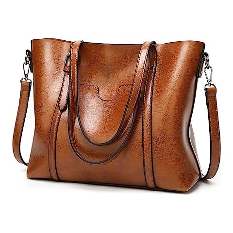 Large Capacity Shoulder Bag for Women with Multiple Pockets, Perfect for Work Travel Daily use (Brown) Cover