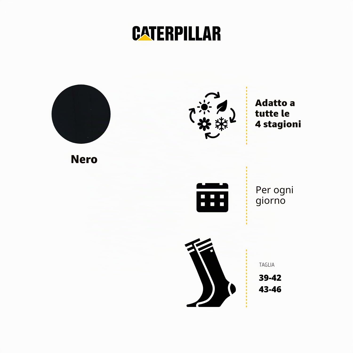 CAT Caterpillar 4 Paia Calze Lunghe da Lavoro Uomo per Scarpe Antinfortunistica - Rinforzate su Tallone e Punta - Filati di Ottima Qualità Spugna di Cotone