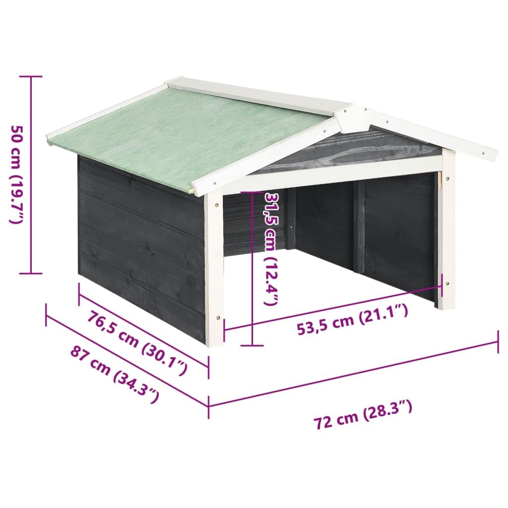 Robot cortacésped garaje de madera maciza de abeto 72 x 87 x 50 cm gris blanco funda impermeable para robot cortacésped y estación de carga en el jardín exterior