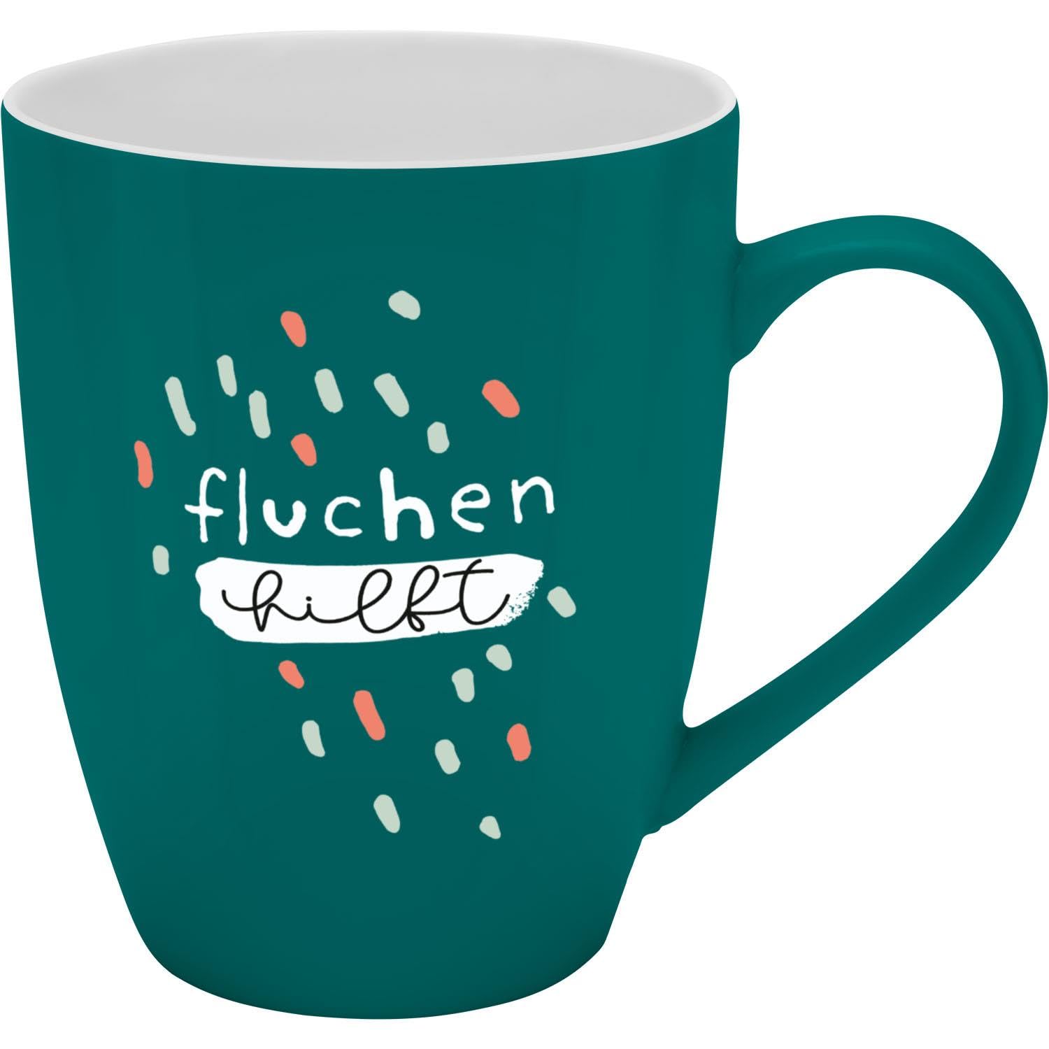 H:)PPY life Mug with Motif Fluchen hilft with Banderole