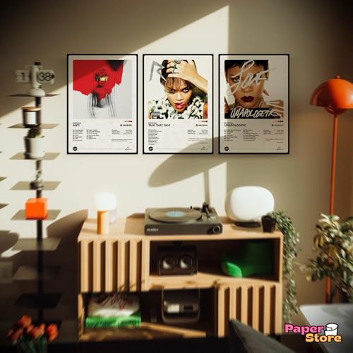 Image of Thepaper9store Pack of 8 - Rihanna Music Album Art Wall Posters (8.4 x 12 Inch) Adhesive Tape Included | Aesthetic Wall Decor for Bedroom, Living Room, Office