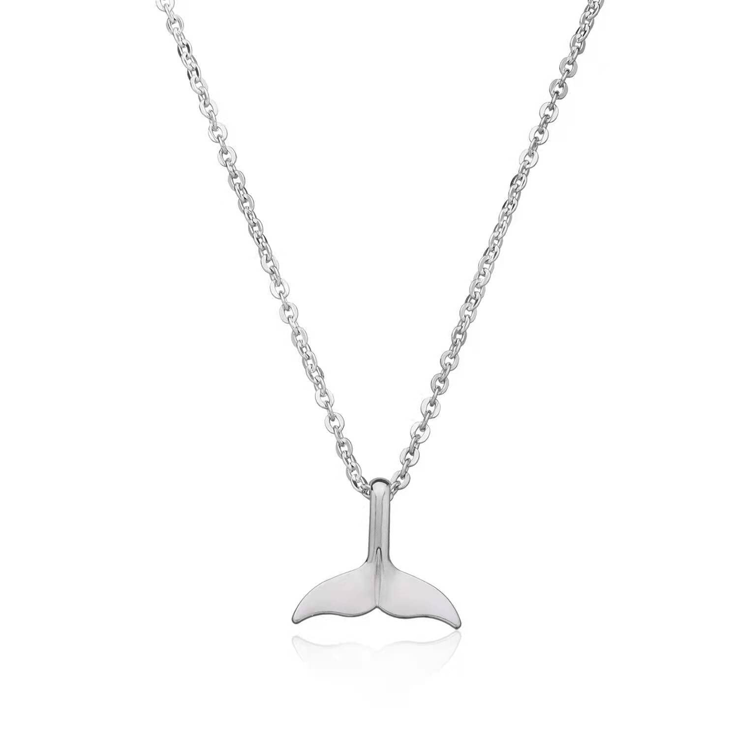 serbonSterling Silver Pendant Necklace, s925 Dolphin Fish Tail Necklace, Pendant for Women Girl Mom Daughter Birthday Gift