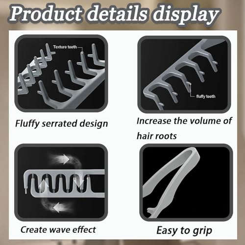 Image of 2PCS Texture Comb, Hair Comb For Men, Styling Comb Curly Hair Brush 10.5x22.5 cm Volumizing Detangling Travel Blow-Dry Tool (Pack of 2)