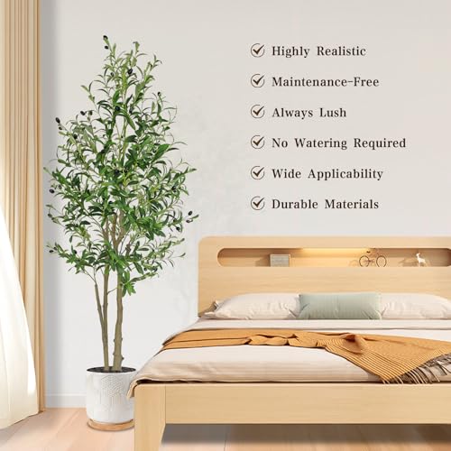 Eccok Faux Olive Tree 6Ft, Realistic Tall Silk Olive Trees Artificial Indoor Decor thumb #1