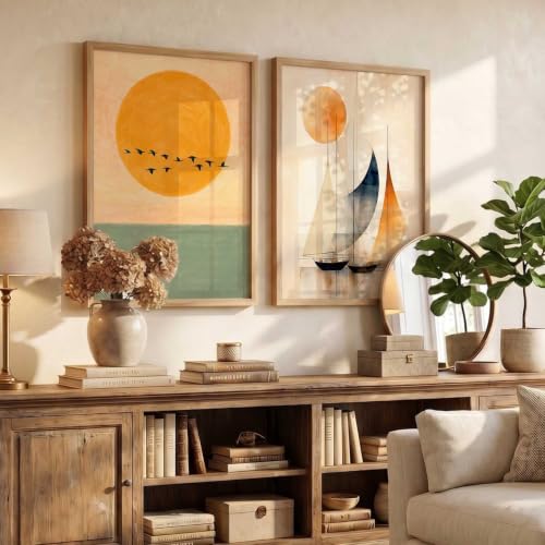 Image of kotart Modern frame Art Home Decoration Paintings With Frame For Living Room Bed Room Hotel Wall Decor Digital Reprint Set of 2 (10X13 inch)