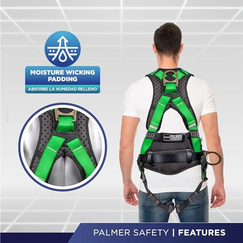 Image of Palmer Safety Hammerhead 5pt Safety Harness Back Padded, QCB Chest, Tongue Buckel Legs Straps, Back & Side D-Rings