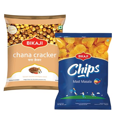 Bikaji Potato Chips Mast Masala & Chana Cracker Combo – 280g | Ready to Eat Indian Namkeen | Crunchy Tea-Time Snack, Bar Snack & Party Mix | Crispy Indian Munchies for Sharing & Everyday Snacking
