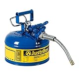 Justrite AccuFlow 7225430 Type II Galvanized Steel Safety Can with 1' Flexible Spout, 2.5 Gallon...