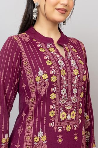 Image of HIFZAA Woollen Winter wear Kurti Palazo Set for Womens Warm Kurta Suit for Ladies Pure Wool M to 4XL