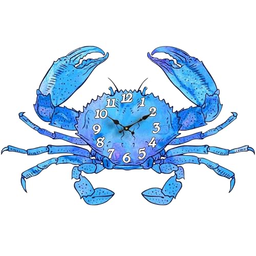 Sea Creations Wooden Wall Clock - Coastal, Nautical, and Beach Themed | Decorative and Aesthetic 14" Timepiece | Ideal Office or Home Decor | Living Room, Bedroom, or Beach House | Crab (Die Cut) - Image 2