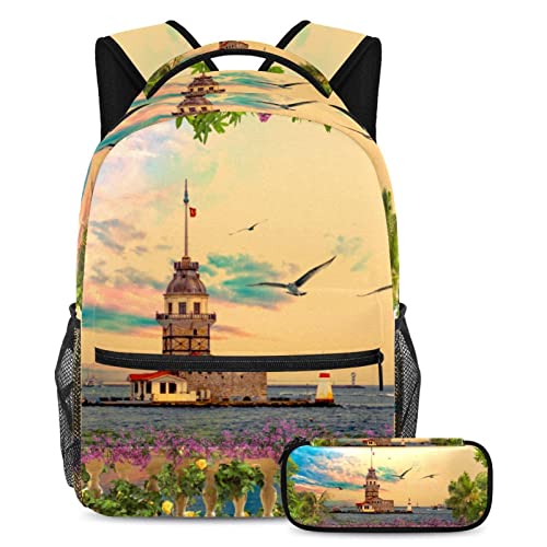 Sac à dos ordinateur léger avec motif poissons tropicaux et corail pour voyage et loisirs