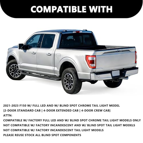 Image of Aosky LED Tail Light Assembly Compatible with 2021-2023 Ford F150 with Blind Spot Rear Taillight Brake Signal Lamp LH (Left Driver Side)