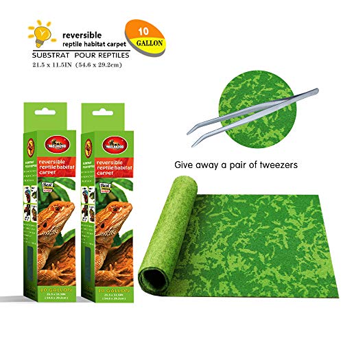 Reptile Carpet,Pet Terrarium Liner,Reptiles Cage Mat/Substratefor Snakes, Chameleons, Geckos ands Kitchen Use(2sheets)