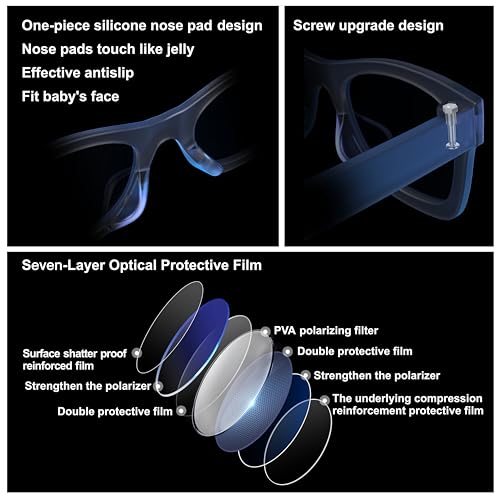 COCOSAND Baby Boys Girls Aviator Sunglasses with Strap Polarized Flexible Retro Pilot for Infants Toddler Age 0-24 Months3