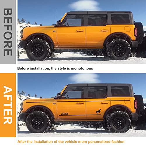 Krsct Car Stickers For Body Side Door Compatible With Ford Bronco 2021 2022 4-Door, Custom Stickers Waterproof Vinyl Stripe Graphic Decal Decoration For Bronco Accessories (1966 Pattern,Black) #TOP2