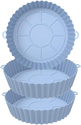 Miniatura 1 de Forro de silicona para freidora de aire paquete de 3 cestas redondas de grado alimenticio de 8 pulgadas para freidora de aire reemplazo de