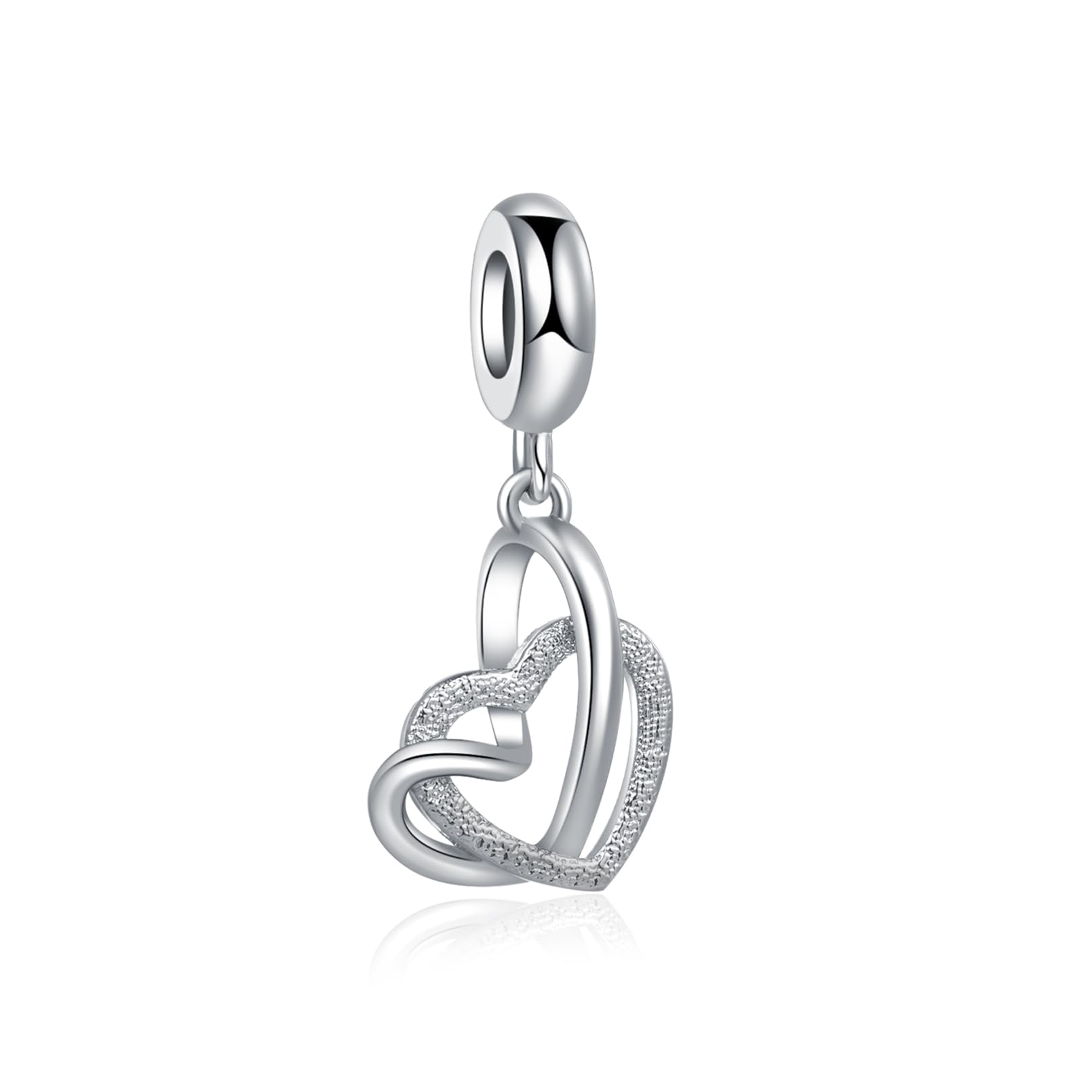 Abalorio de corazón entrelazado de plata elegante compatible con pulseras Pandora Charms 8
