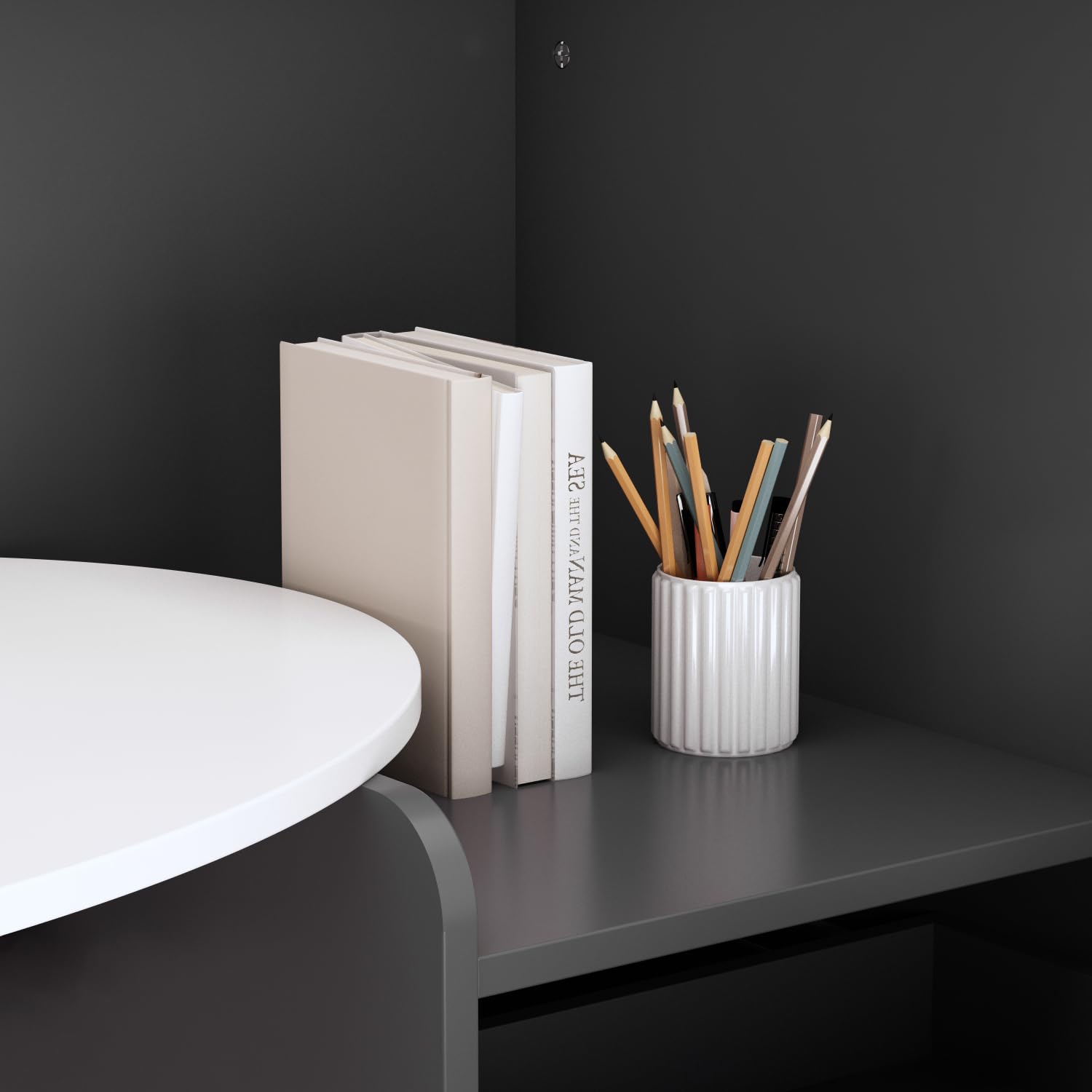 Mesa de Oficina, Mueble Recepción, Mostradores de Recepción Grandes, Mostrador Basic, Mostradores para Tiendas, Recepción Mueble, Blanco y Negro, MDF, 40 x 121 x 110 CM