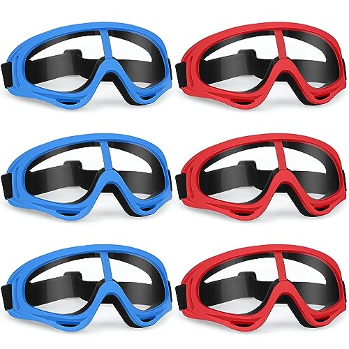 YSCare 6 Pack Protective Goggles, Safety Glasses with Clear Lens and Adjustable Strap, Protective Eyewear Compatible with Nerf Guns for Game Battle Christmas Gift