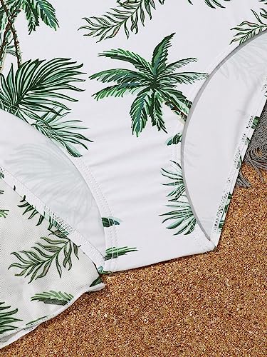 Image of WDIRARA Toddler Girl's Tropical Print Scoop Neck Cute Bikini 3 Piece Swimsuit with Kimono
