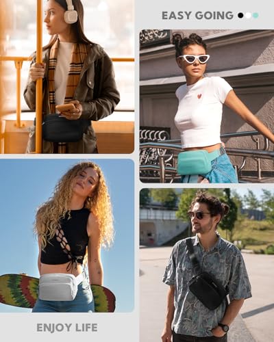 Image of WATERFLY Fanny Pack Belt Bag for Men Women Casual Waist Pack | Lightweight 7oz, 8.3x5.9x2.4in, waist 24-47in, 3 zip pockets + slots + clip, water-repellent nylon, for travel, hiking, gym