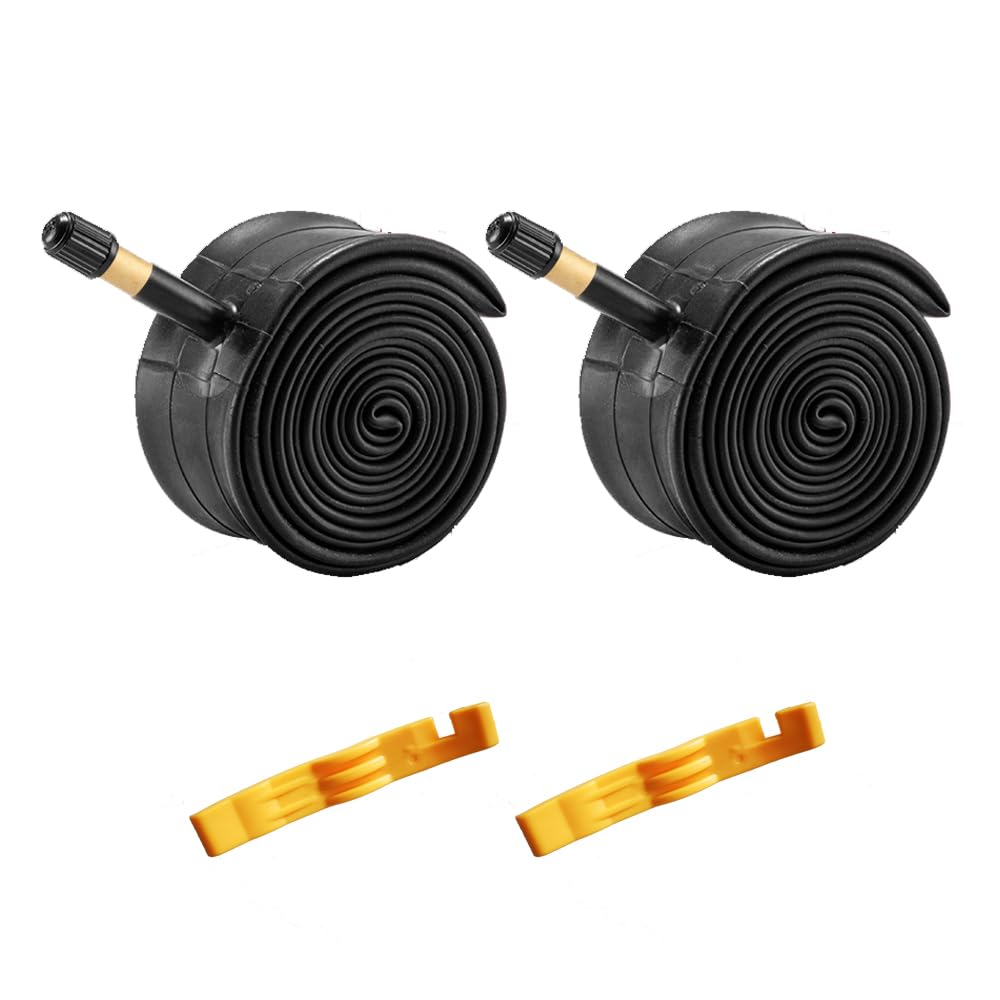 2 Pack 700C Road Bike Tubes 700x35/43 AV48mm Schrader Valve Compatible with 700x35c/38c/40c /42c /43c Bike Tires with 2 Bike Tire Levers