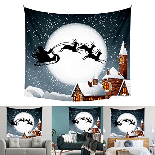 Jibolat 59" X 51" Christmas Reindeer Tapestry Wall Hanging Party Decorations Bedding Wall Blanket Art Home Decor For Bedroom Living Room Dorm Wall Tapestry(200 X 150Cm) #TOP16