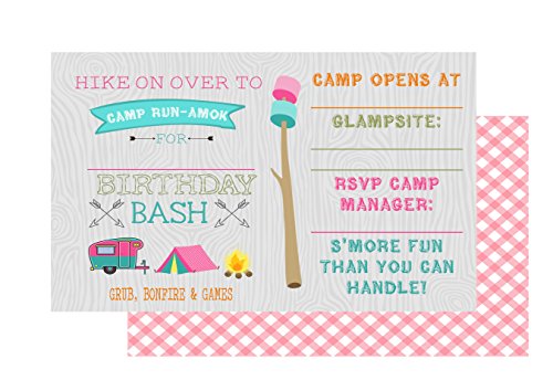 Glamping Girl Camping Party Invitations