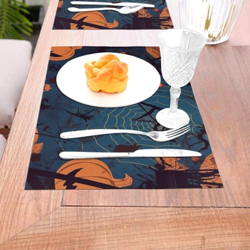 Set de table lavable en PVC résistant à la chaleur antidérapant Halloween