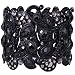 YACQ Women's Flower Stretch Cuff Bracelet fit Wrist Size 6-1/2 to 7-1/2 Inch - Comfortable Elastic Band & Floral Pattern Crystal Jewelry - Lead & Nickle Free - Halloween Costume Outfit (Black)