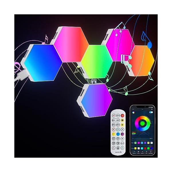 PUMPKINS 20Pcs Hexagon LED Lights, RGB Hex Light Panels, Smart Wall Gaming Panels Sync to Music for Room Bar Bedroom Home Decor Room,Gaming Setup, with App & Remote Control [Energy Class A]