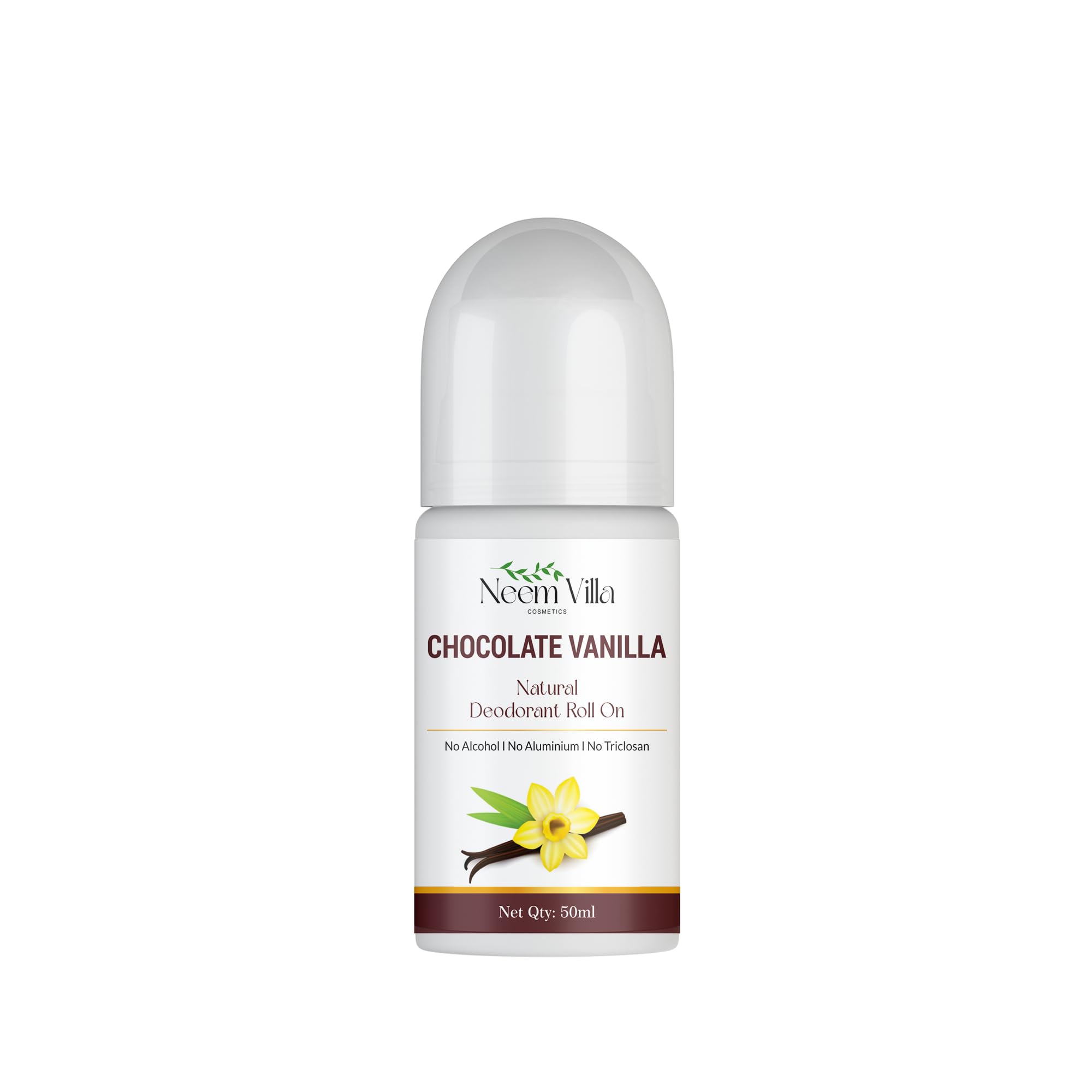Neem Villa Clear Aura Chocolate Vanilla Roll On Deodorant for Women & Men | Long Lasting Underarm Odour Protection | Non-Sticky Daily Roll On for Sweat & Underarm Freshness | Warm Chocolate Vanilla Fragrance | Skin Friendly | 50ml (Pack of 1)-picture-56