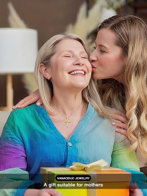 Birthstone Cross Necklace for Women, Heart Cross 14K Gold /18K White Gold /Rose Gold Womens Pendant Necklace I Love You Jewelry Anniversary Birthday Christmas Gifts for Her Mom Wife Girlfriend - Image 4