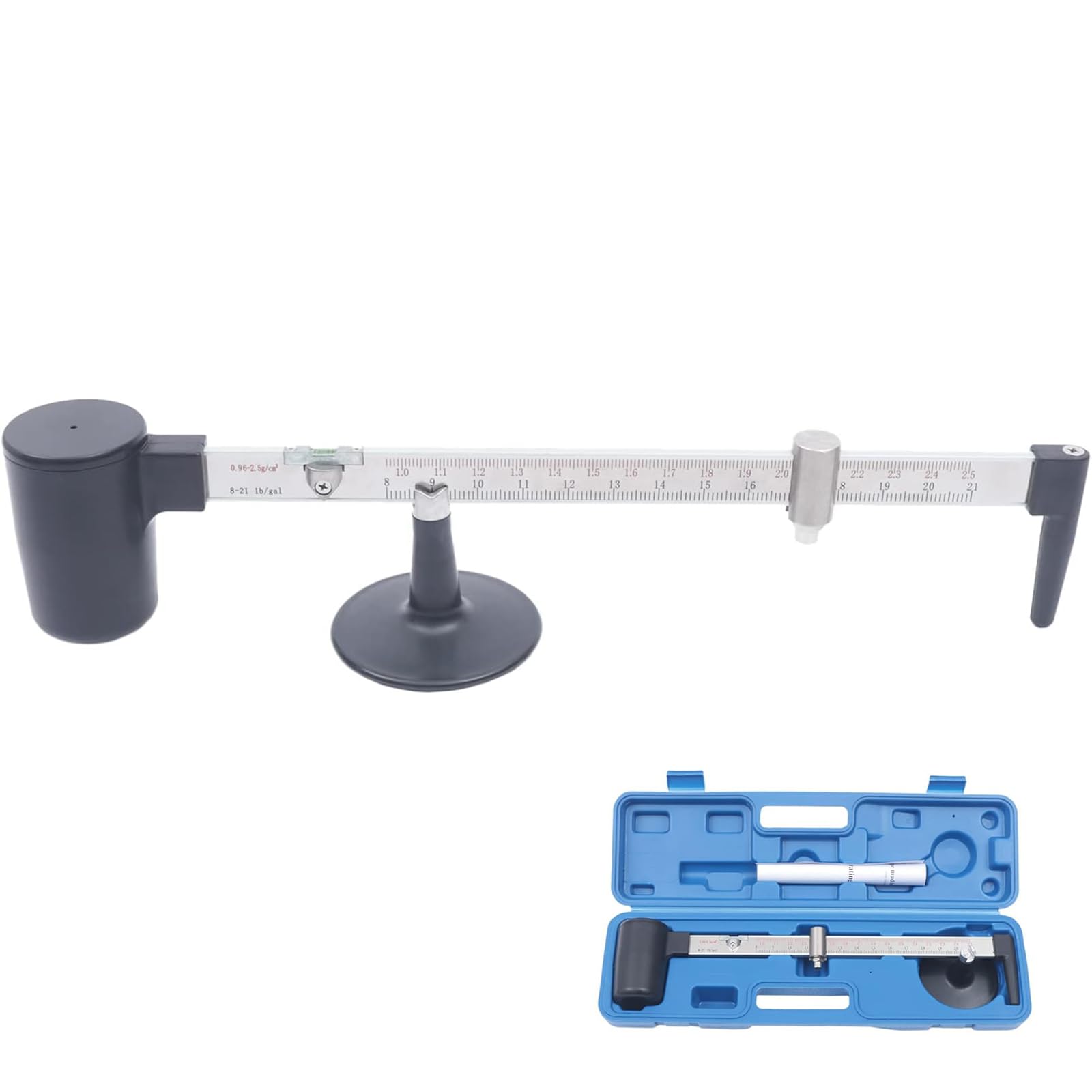 Hidrómetro de lodo para medición de densidad de líquidos de laboratorio, rango de 0,96-2,5 g/cm³, precisión de 0,01 g/cm³, doble escala