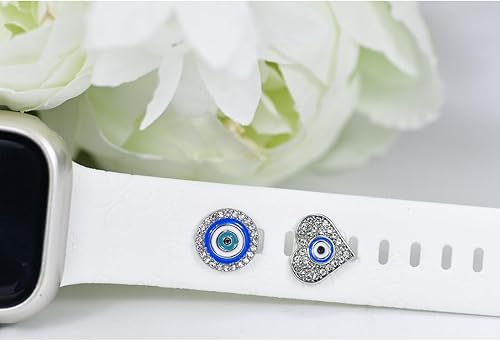 Miniatura 5 de Dijes de correa de reloj para Apple Watch para mujer, anillos decorativos compatibles con correas de silicona Apple de 1.929 in, 1.772 in, 1.732 in,