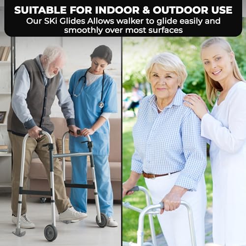 Walker ski Glides 2 Pack, Walker Glide Ski Heavy Duty, Walker Accessories for Seniors Folding Walkers, Easy to Use Rubber Walker Glides, Universal 1\" Replacement Glide Caps Tool Free instaltion - Thumbnail 5