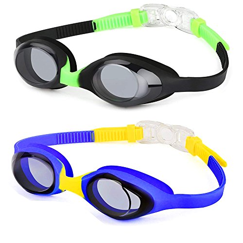 Hurdilen Kids Swim Goggles,2 Pack,Swimming Goggles for Kids Contrast Color Child Swim Goggles