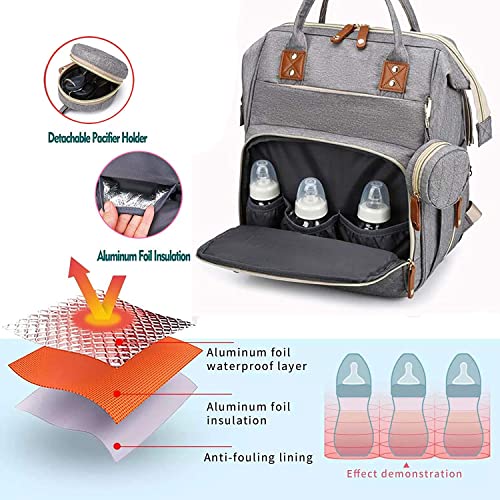 Axcone Baby Diaper Bag Backpack With Changing Pads Mommy Bags Boys Girl Unisex Multifunction Travel Baby Stroller Large Capacity Grey #TOP1