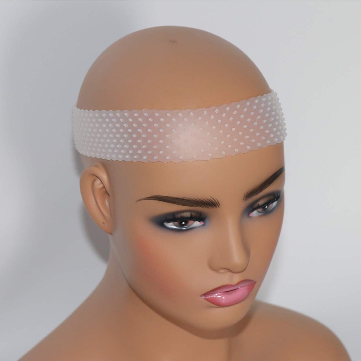 BYNOW Transparent Silicone Wig Band No-Slip Wig Grip Band Comfort Head Hair Band Extra Hold Wig Headband Adjustable Women Hair Wig Band (Medium, White)