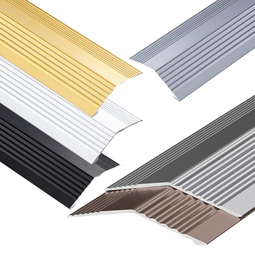 GYYDXXFC Gold Transition Strip/Stair Nosing Edge Protector Threshold Strip, Aluminium Anti Non Slip Stair Edge Nosing Anti Slip Stair Step Tread Plate(Black)