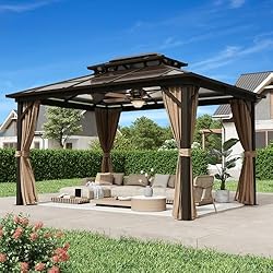 MELLCOM 10 x 13ft Hardtop Gazebo, Polycarbonate Double Roof Aluminum