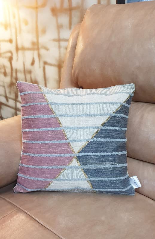 Image of Beautiful Aari and Gold dori Work Design Cushion Cover in Slub Fabric (Multicolor). Size 16''X16'' (Pack of 1)