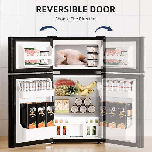 Antarctic Star Compact Refrigerator with Freezer,2 Door Mini Fridge,Adjustable Shelf,Small Fridge for Bedroom Office Dorm Kitchen,3.2 Cu.Ft.BLACK on Fridge.com