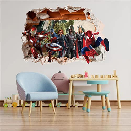 Wthh Superhero Wall Sticker Removable Vinyl Decal Boys Bedroom Kids Room Game Room Bathroom Wall Decor - 24" X 16" #TOP4