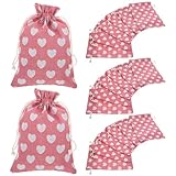 KICHOUSE 50 Bolsas de Tela Cordón para Joyería Diseño Delicado y Patrón de Corazón, Portátiles y Fáciles de Llevar para Uso en Viajes y Ocasiones