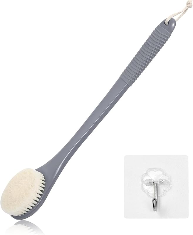 Escova corporal para banho ROLIZOE com cabo de 43,18 cm, cinza
