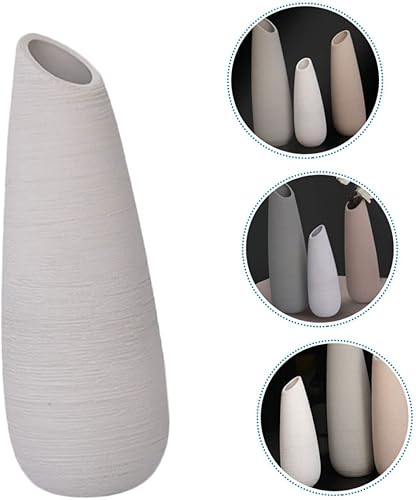 Miniatura 8 de Happyyami Jarrón oblicuo de cerámica para decoración de boda, jarrón de flores secas, jarrón rústico moderno, florero de cerámica, decoración de