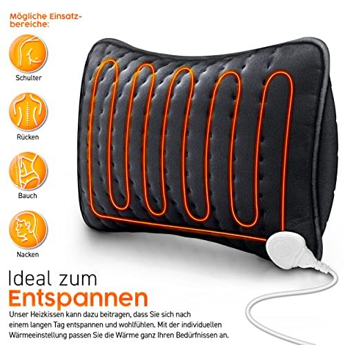 sinnlein Heizkissen elektrisch mit Füllung 100W für Rücken Schulter Nacken Bauch | Wärmekissen mit 3 Temperaturstufen & Abschaltautomatik (Anthrazit)