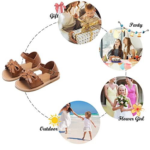 Image of Felix & Flora Toddler Girl Sandals - Little Girl Easter Dress Shoes Lightweight Open Toe Beach Holiday Flats